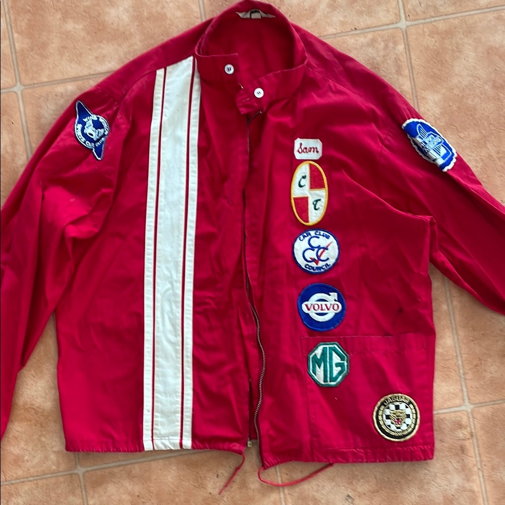Vintage 1950’s Red Racing Jacket with car Patches